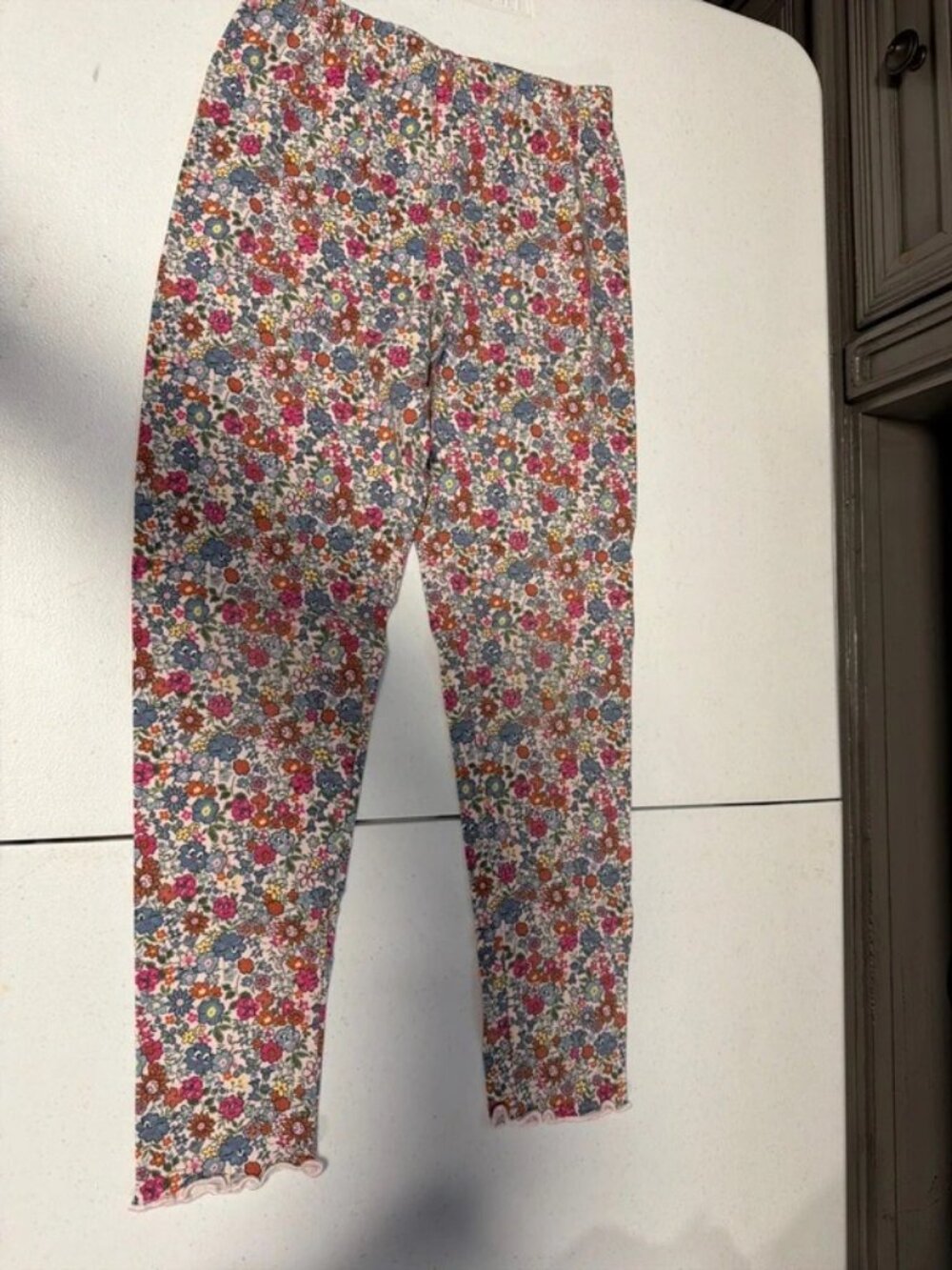 Little girls cotton leggings flowers size 8